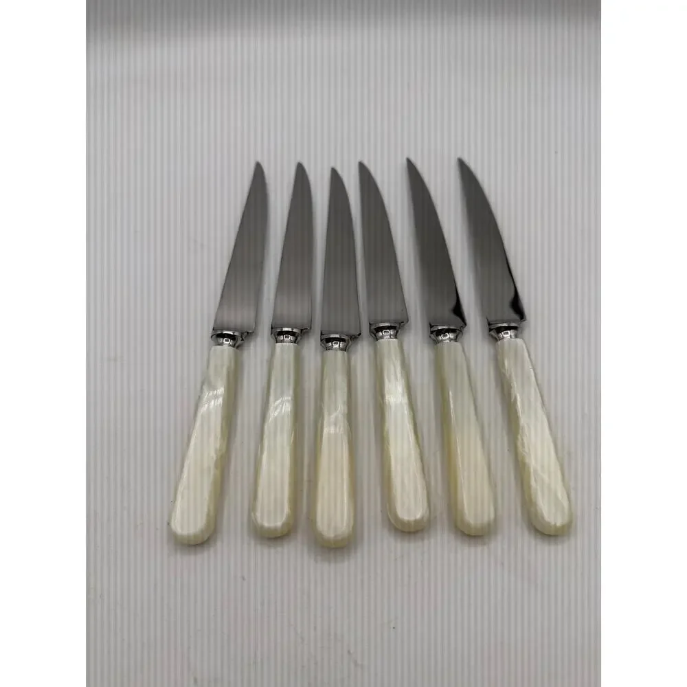 Vintage Viners of Sheffield Faux Mother of Pearl Steak Knife Set ( Set of 6 )